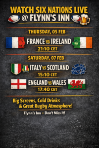 Flyer showing Six Nations first weekend fixtures